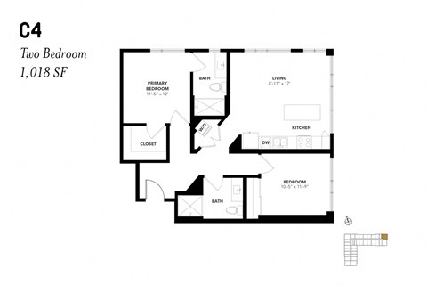 Two Bedroom C4 1018 SF - The Lark
